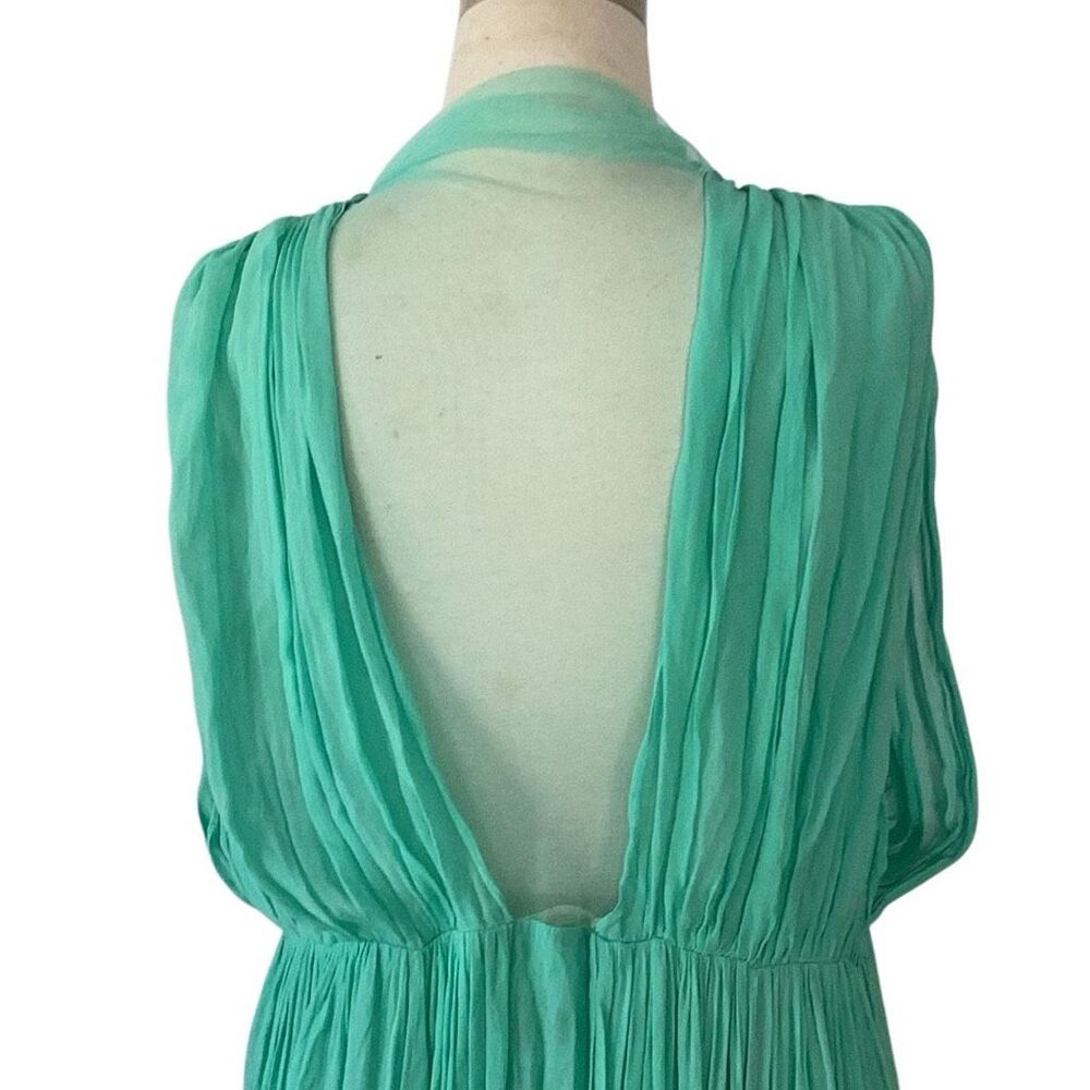 NWT Free People Women's Aqua Chiffon Sleeveless Long Deep V-Neck Maxi Dress 2X - Picture 4 of 10